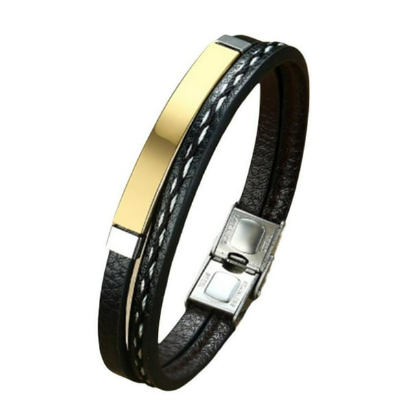 Charm Love Infinity Braided Leather Stainless Steel Magnetic Men's Bracelet Cuff